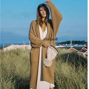 Free People Skylark cardi longline cardigan sweater camel brown